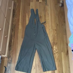 green white stripped overall jumpsuit